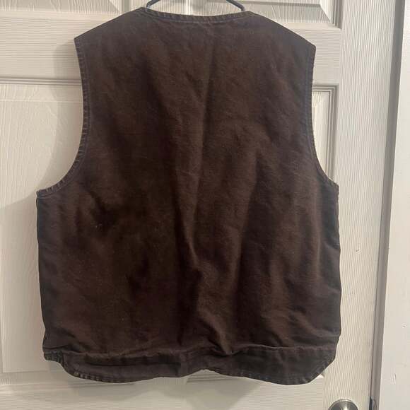 Y2K Carhartt Brown Vest Sherpa Lined Style # V26DKB Size L Rugged Work Wear - Picture 8 of 8